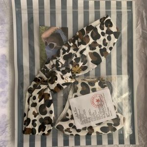 Lele Sadoughi Ivory Leopard Headband and Face Mask Set